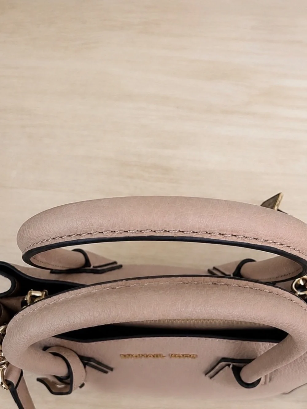 Michael Kors Blush Pink Pebbled Leather Mini Satchel Crossbody Bag